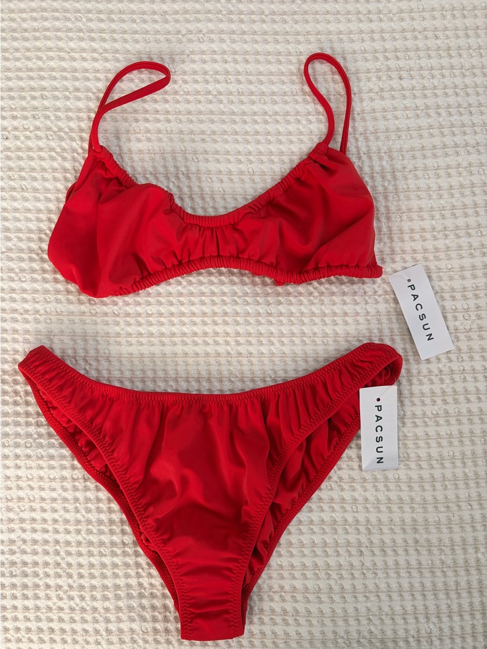 PacSun Red Scoop Bikini Set with Adjustable Straps